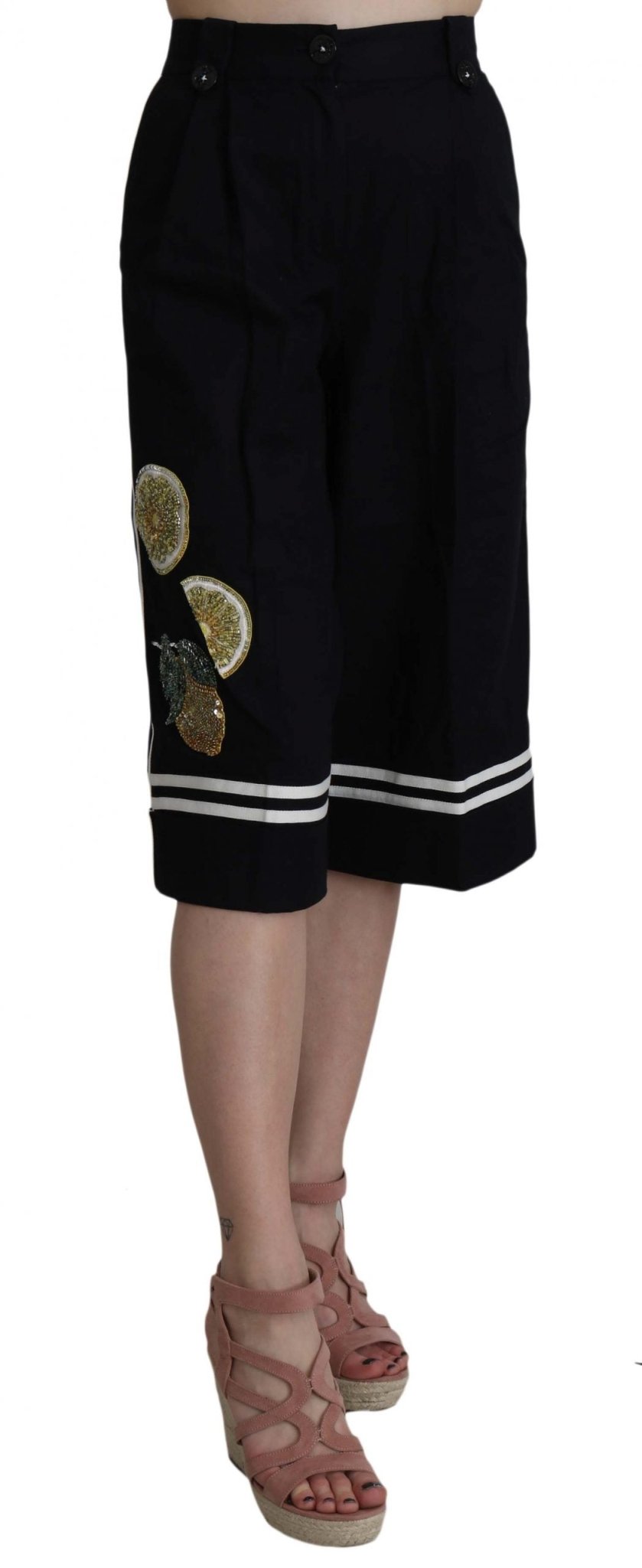 Dolce & Gabbana Elegant High Waist Black Cotton Pants - Sandy Store ByNet