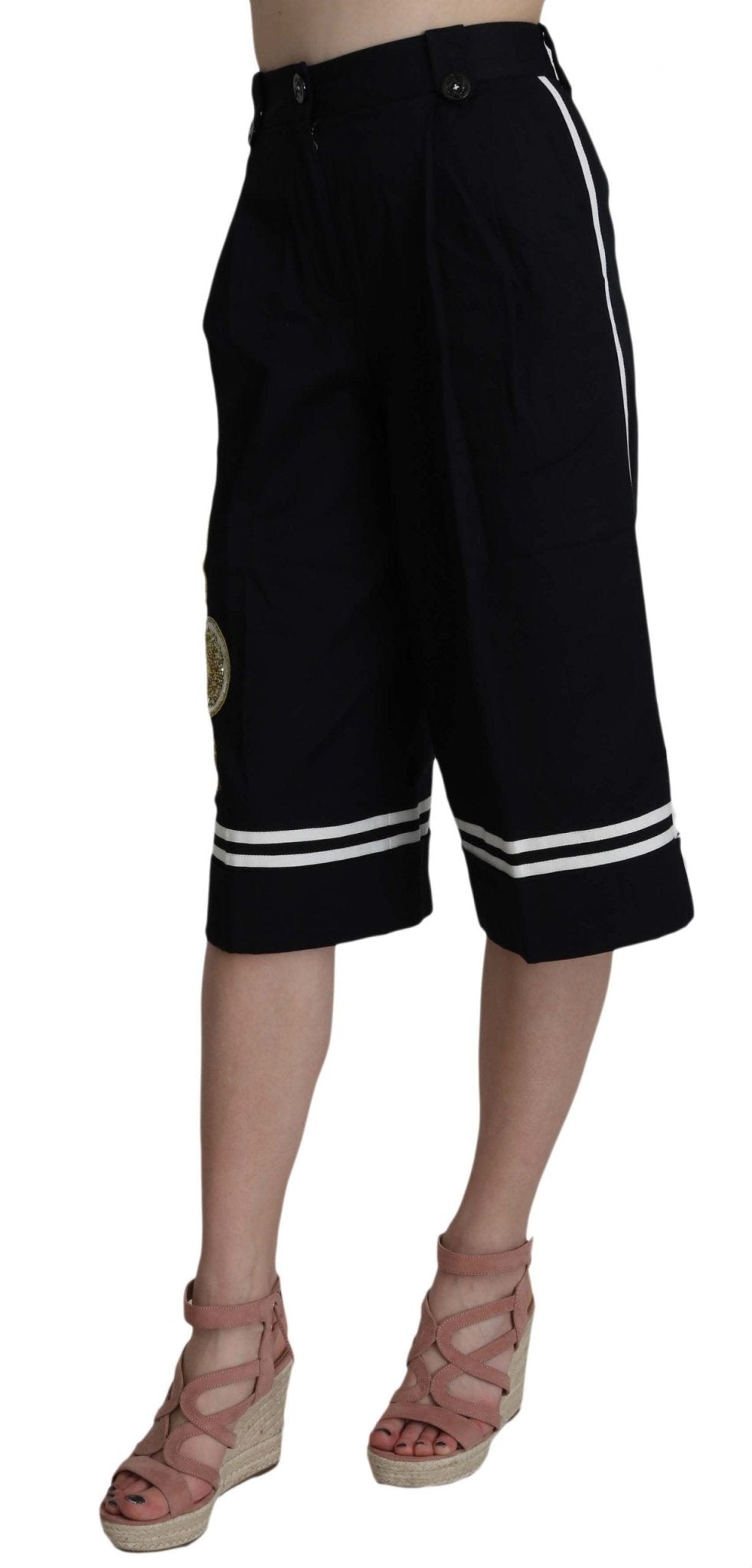 Dolce & Gabbana Elegant High Waist Black Cotton Pants - Sandy Store ByNet