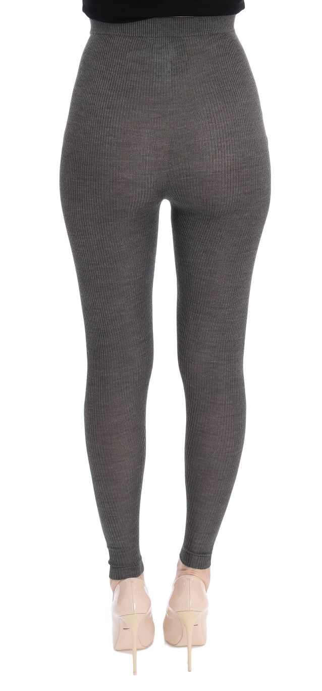 Dolce & Gabbana Elegant High Waist Cashmere Tights Pants - Sandy Store ByNet