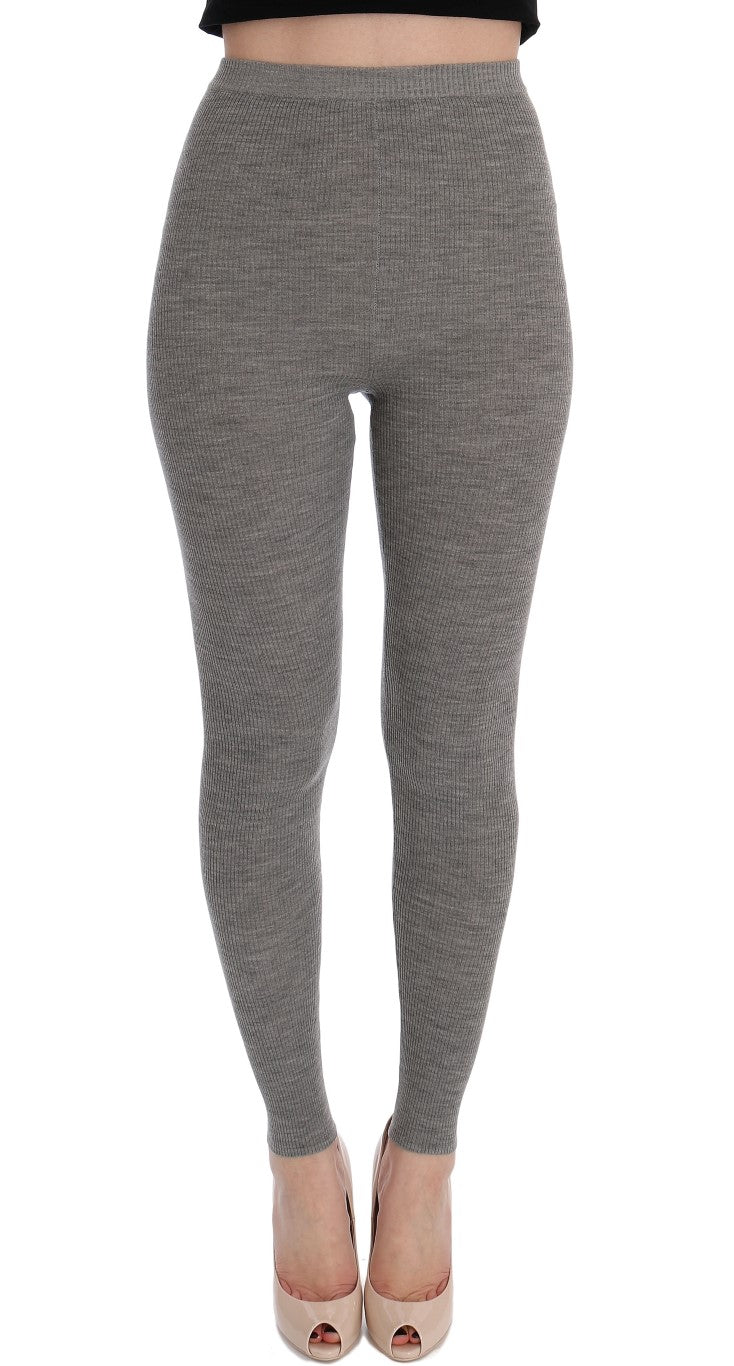 Dolce & Gabbana Elegant High Waist Cashmere Tights Pants - Sandy Store ByNet