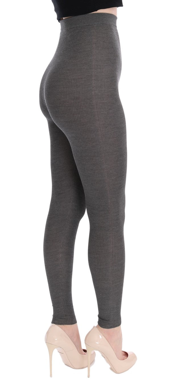 Dolce & Gabbana Elegant High Waist Cashmere Tights Pants - Sandy Store ByNet