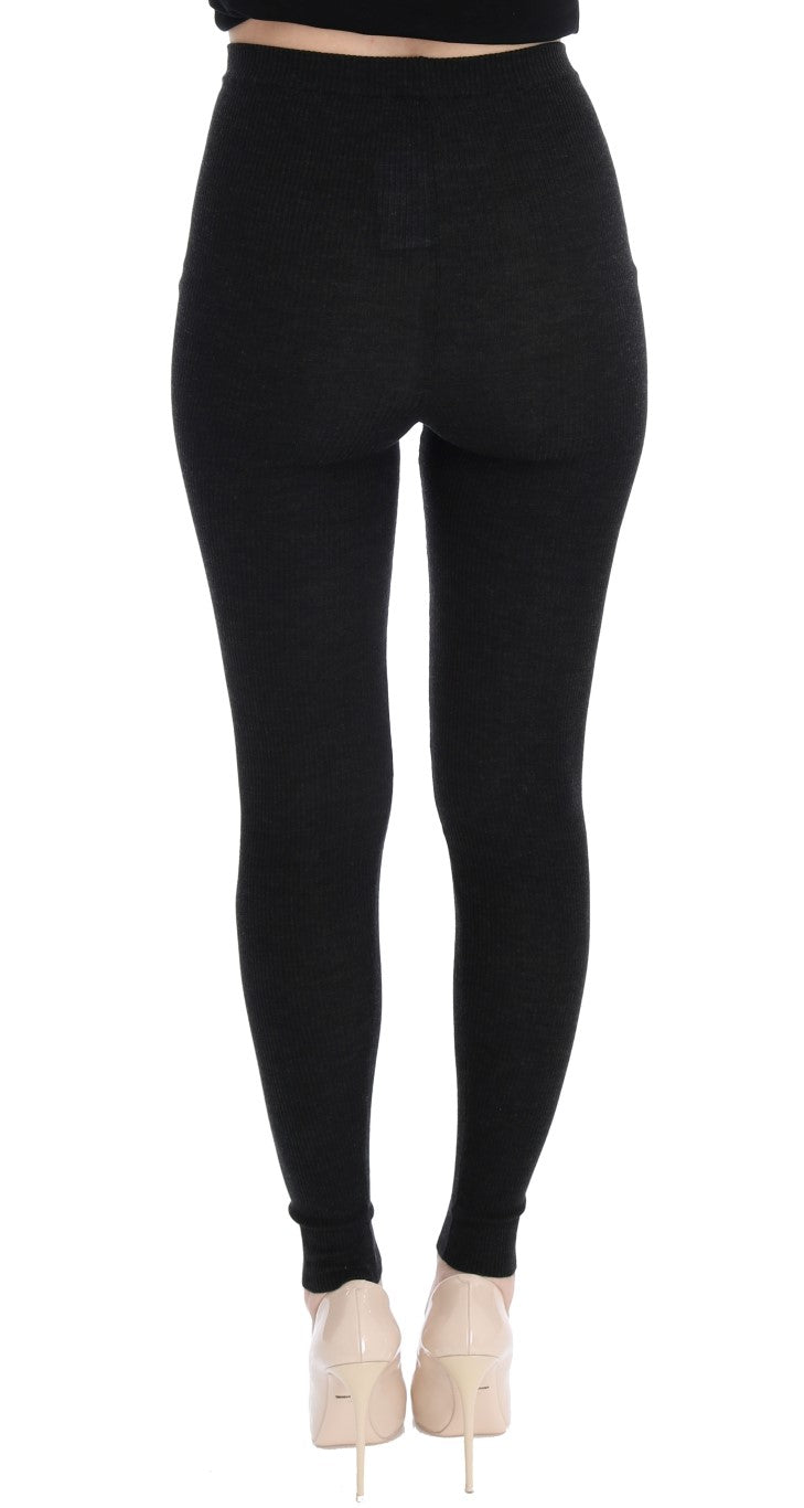 Dolce & Gabbana Elegant High - Waist Wool Tights Pants in Dark Gray - Sandy Store ByNet