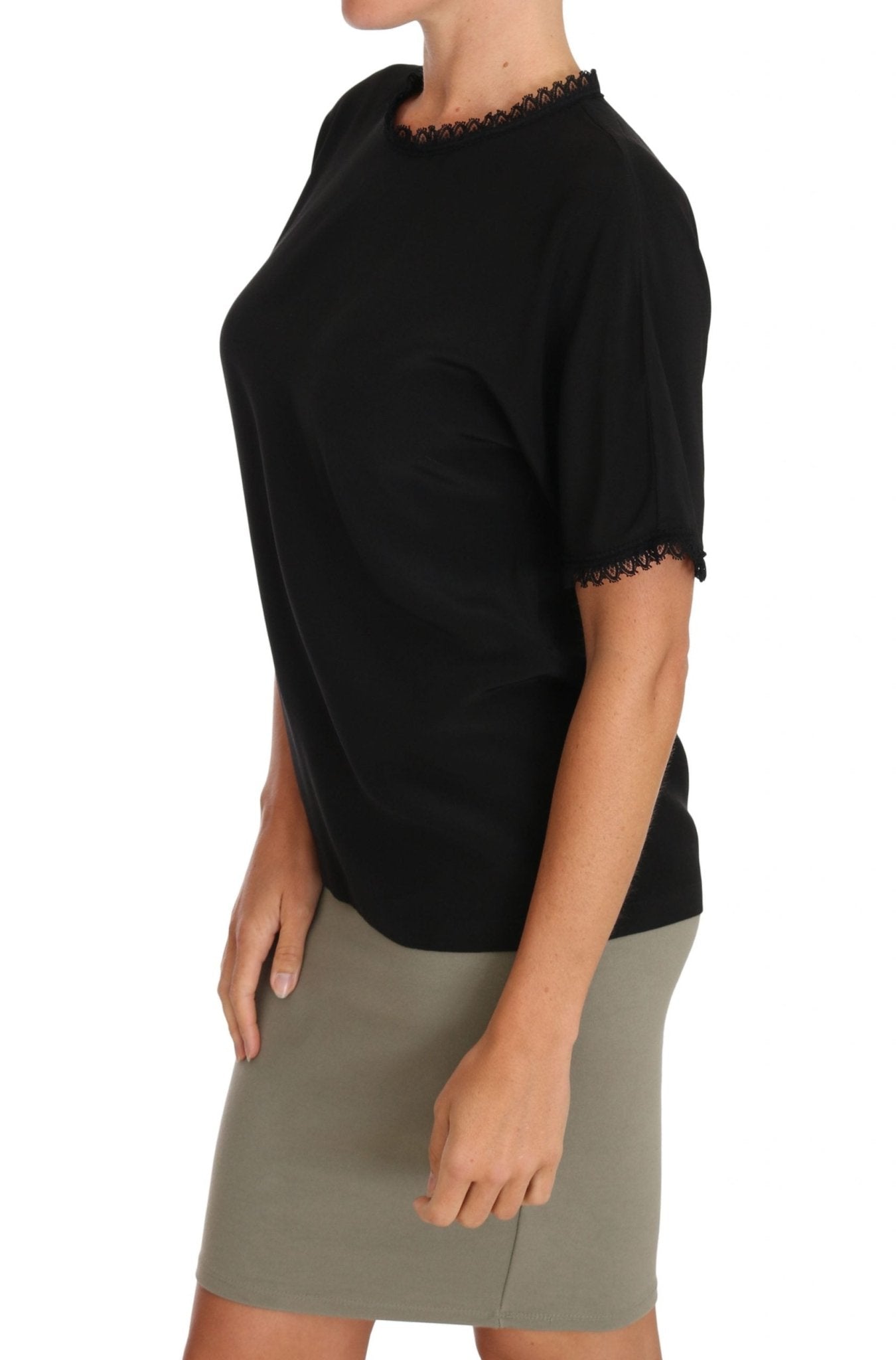 Dolce & Gabbana Elegant Lace Detailed Silk Blouse - Sandy Store ByNet