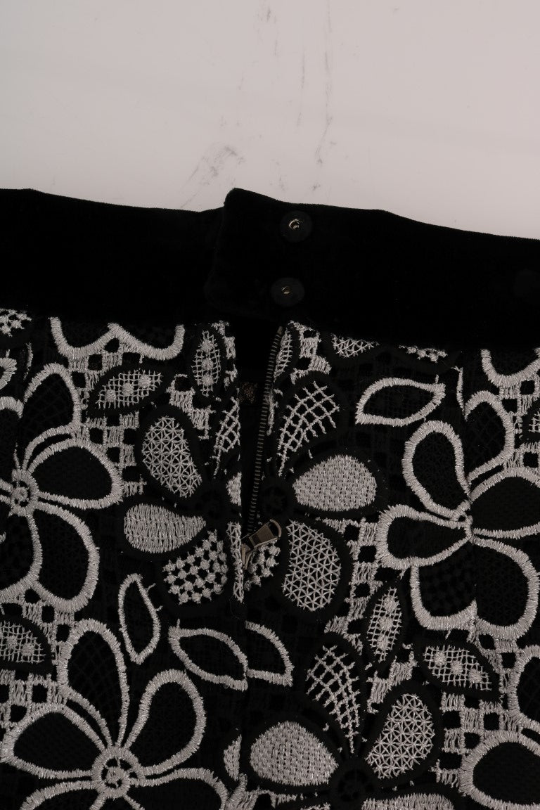 Dolce & Gabbana Elegant Lace Mini Skirt with Crystal Details - Sandy Store ByNet