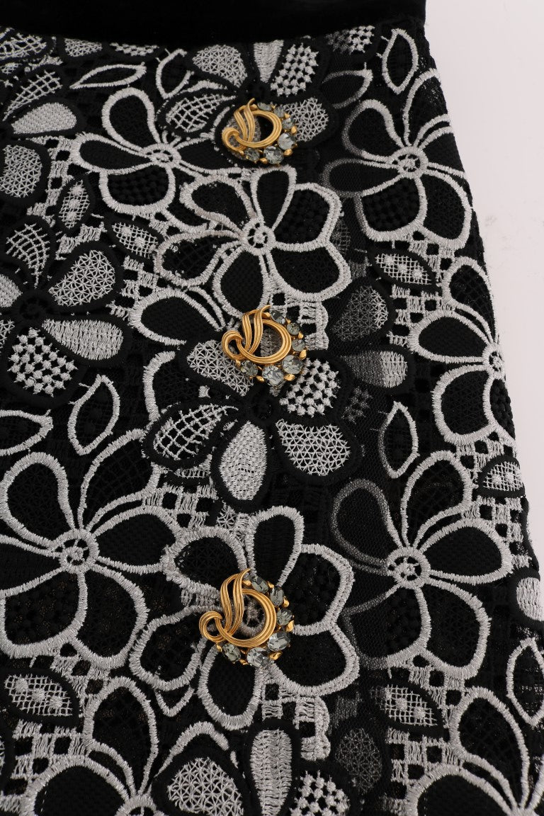 Dolce & Gabbana Elegant Lace Mini Skirt with Crystal Details - Sandy Store ByNet