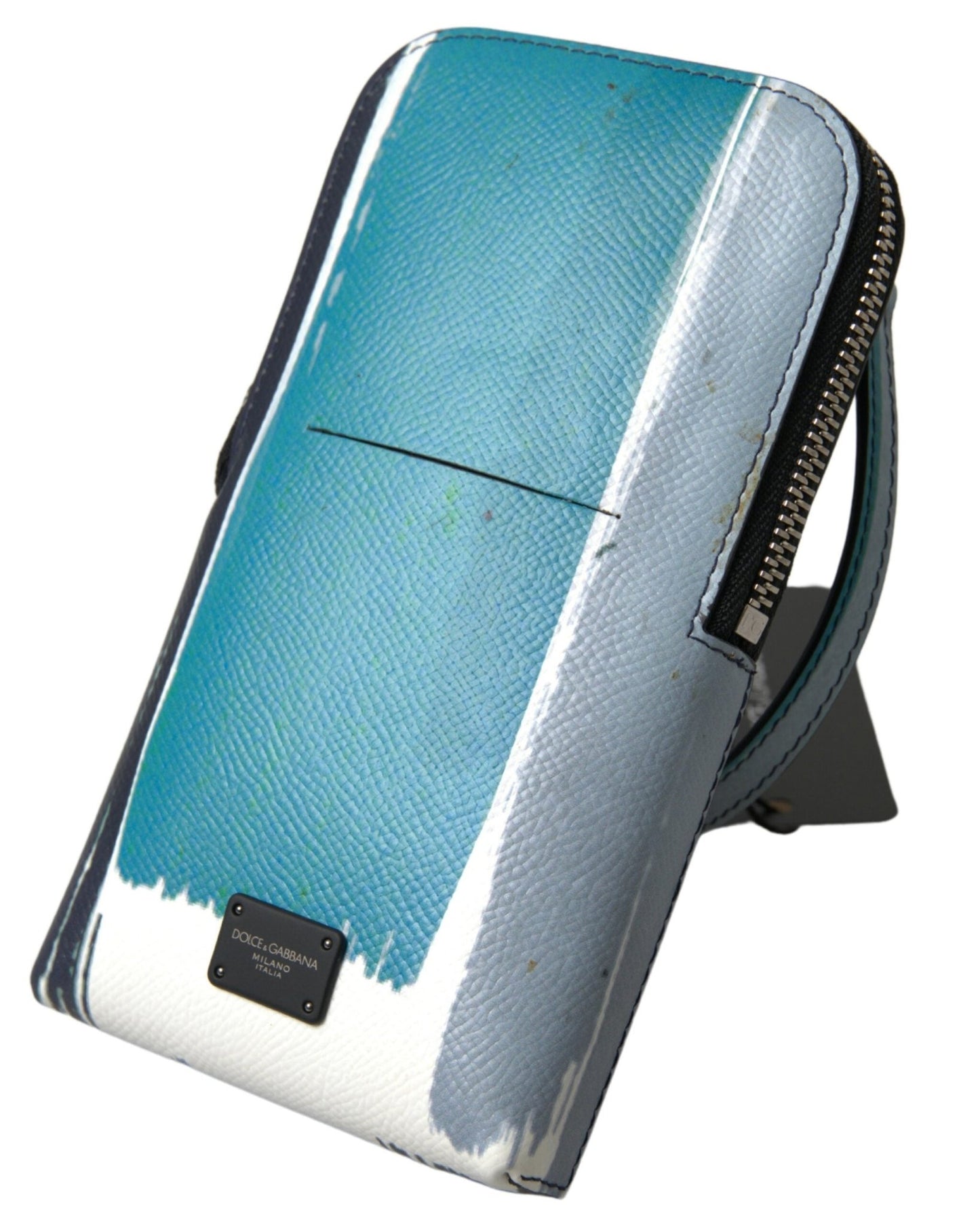 Dolce & Gabbana Elegant Leather Crossbody Phone Bag in Blue & White - Sandy Store ByNet