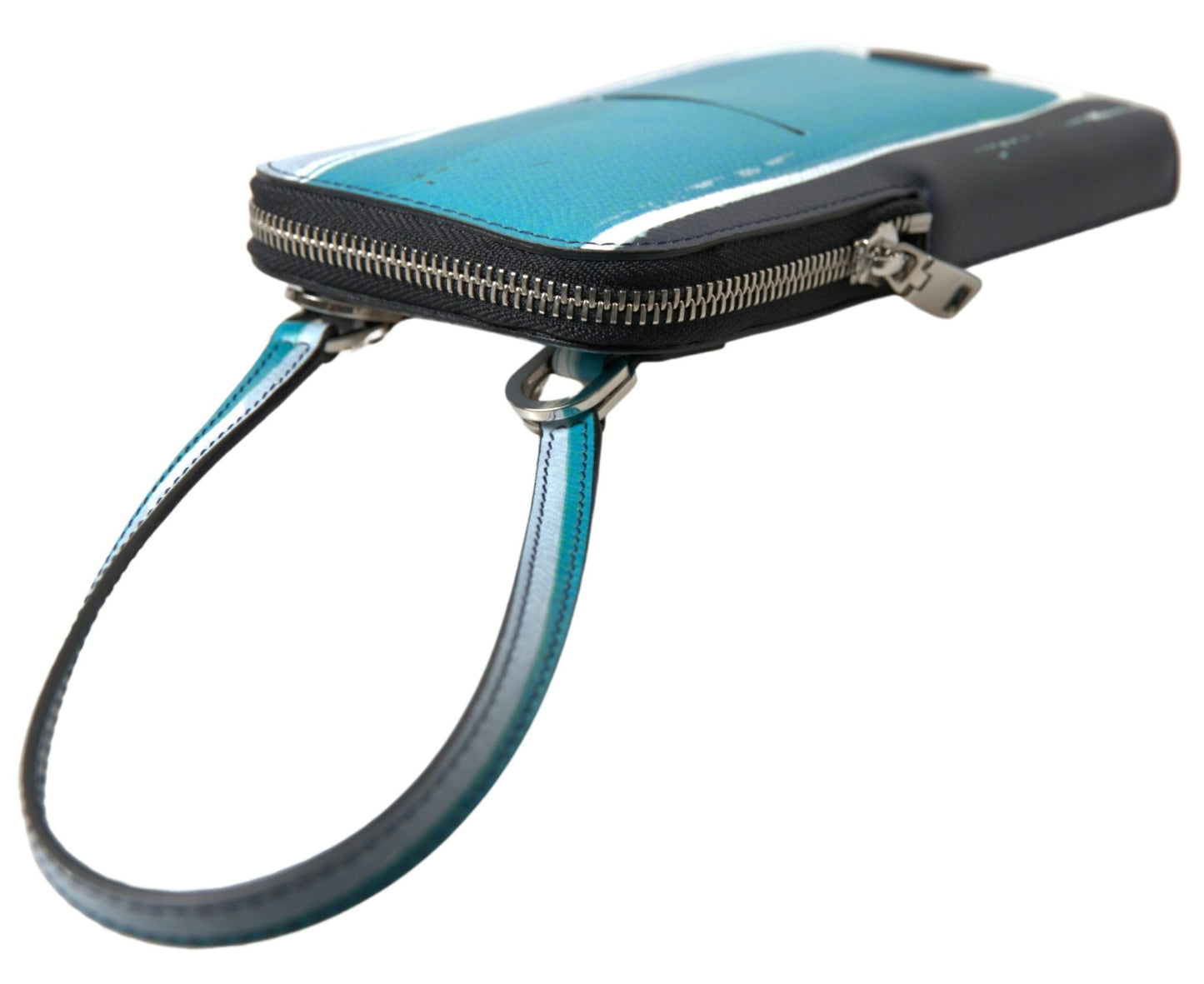 Dolce & Gabbana Elegant Leather Crossbody Phone Bag in Blue & White - Sandy Store ByNet