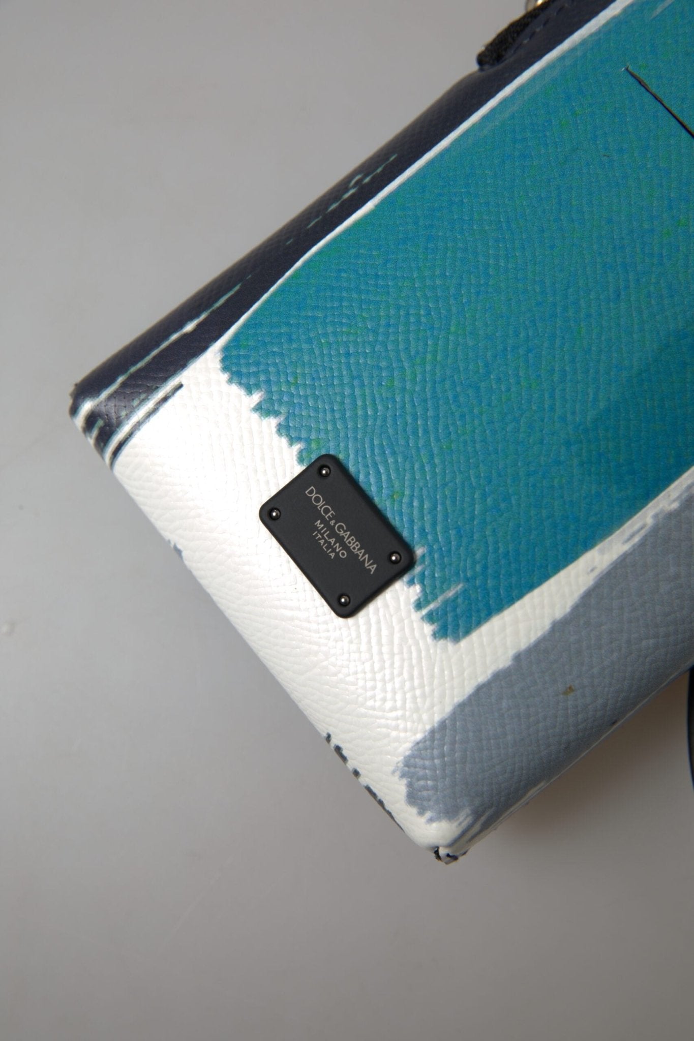 Dolce & Gabbana Elegant Leather Crossbody Phone Bag in Blue & White - Sandy Store ByNet