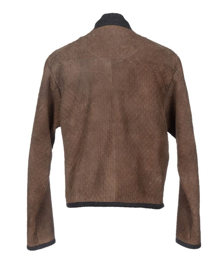 Dolce & Gabbana Elegant Leather & Wool Blend Jacket - Sandy Store ByNet
