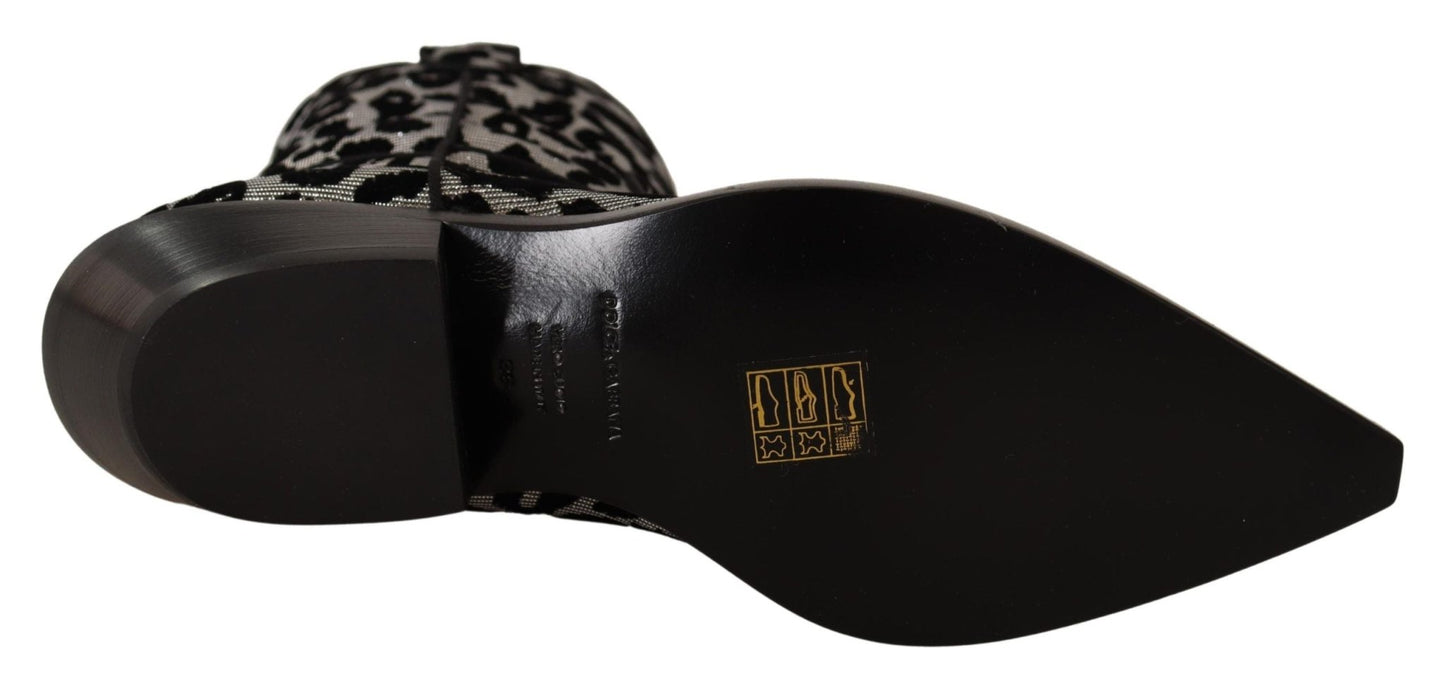 Dolce & Gabbana Elegant Leopard Print Mid Calf Boots - Sandy Store ByNet