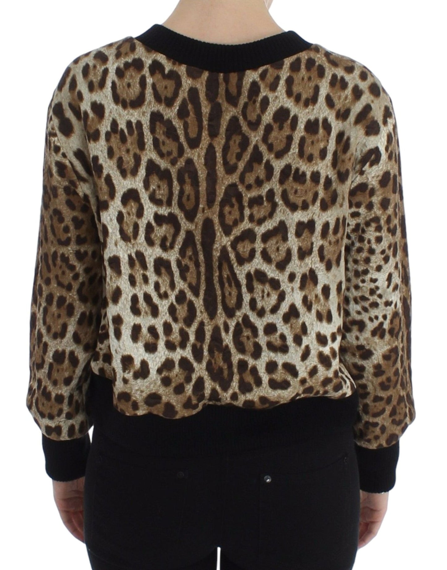 Dolce & Gabbana Elegant Leopard Print Short Sweater Top - Sandy Store ByNet