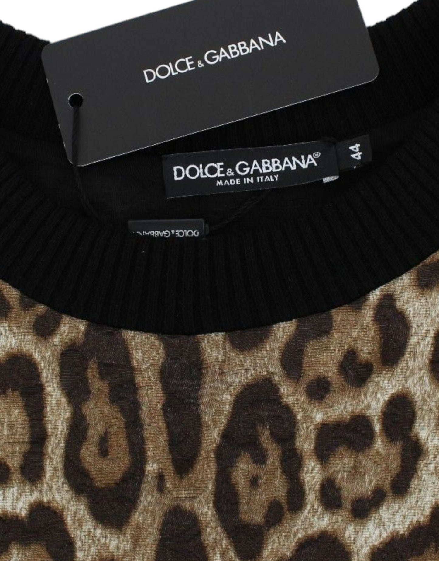 Dolce & Gabbana Elegant Leopard Print Short Sweater Top - Sandy Store ByNet