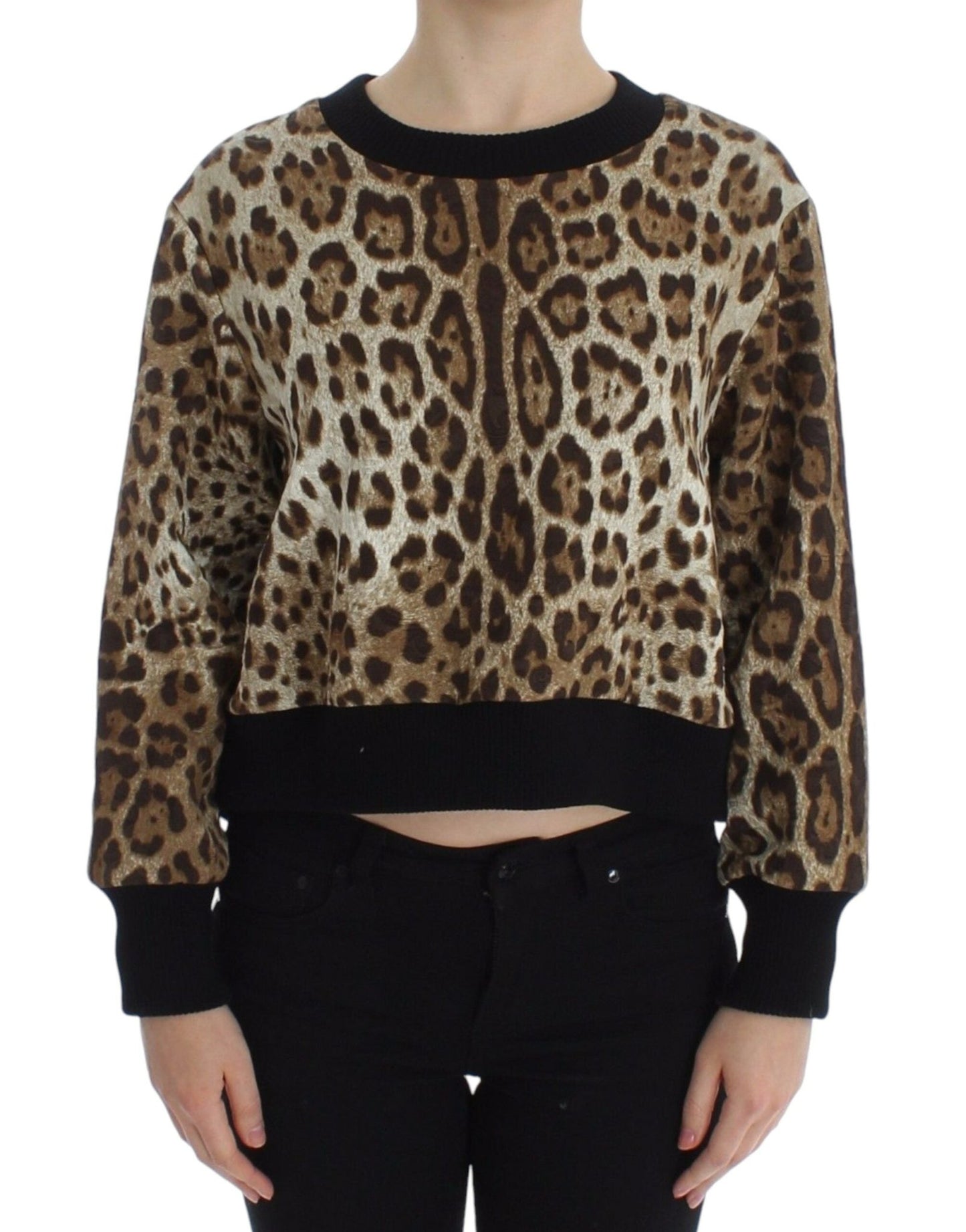 Dolce & Gabbana Elegant Leopard Print Short Sweater Top - Sandy Store ByNet