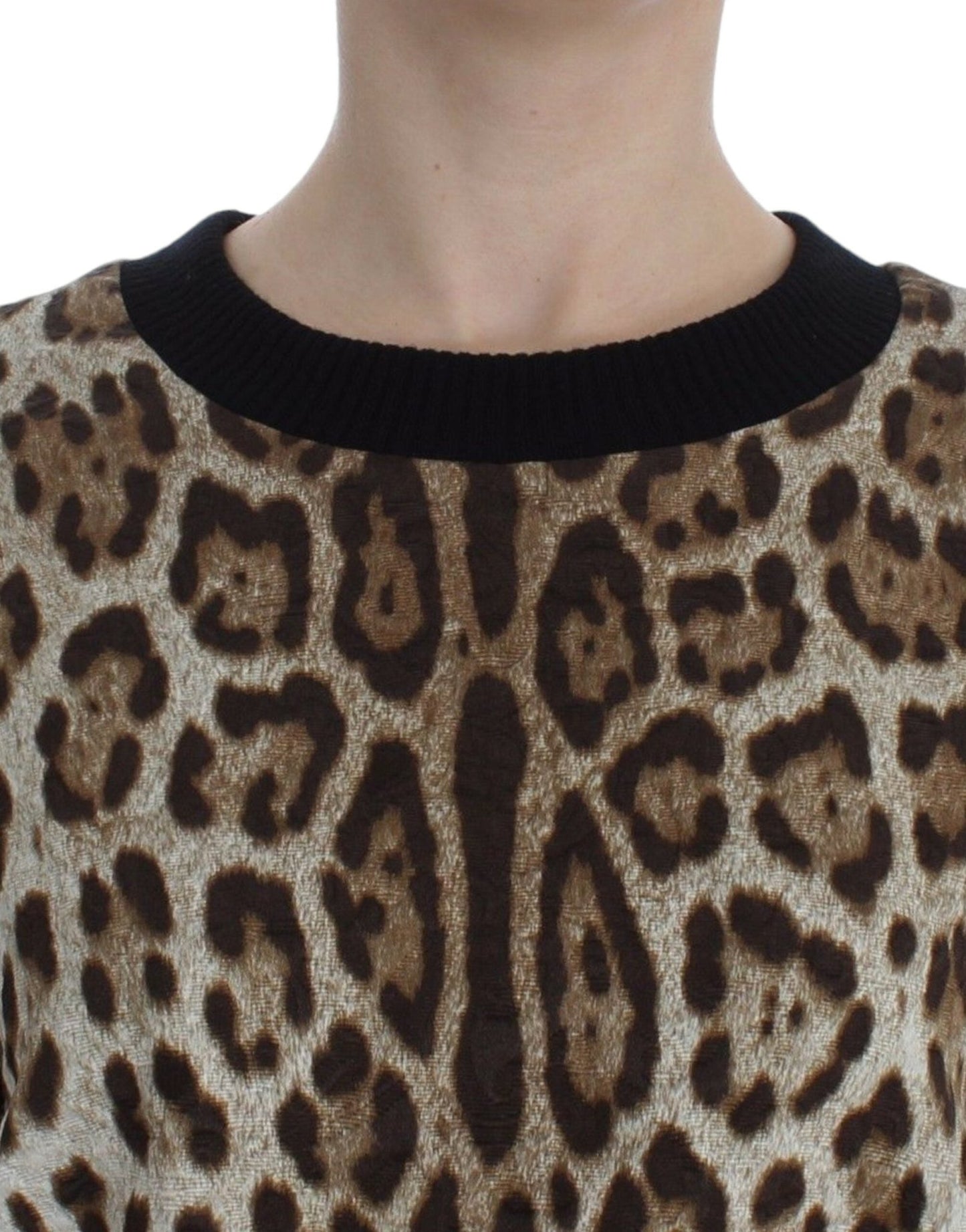 Dolce & Gabbana Elegant Leopard Print Short Sweater Top - Sandy Store ByNet