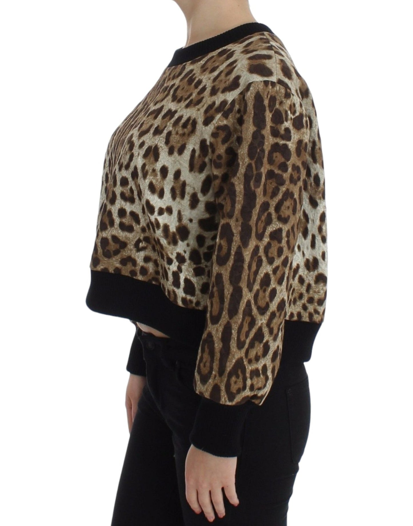 Dolce & Gabbana Elegant Leopard Print Short Sweater Top - Sandy Store ByNet