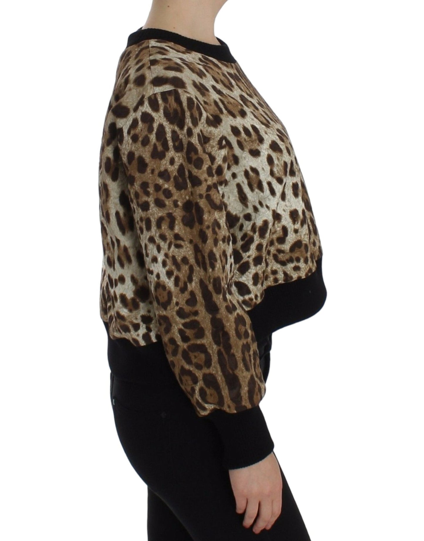 Dolce & Gabbana Elegant Leopard Print Short Sweater Top - Sandy Store ByNet