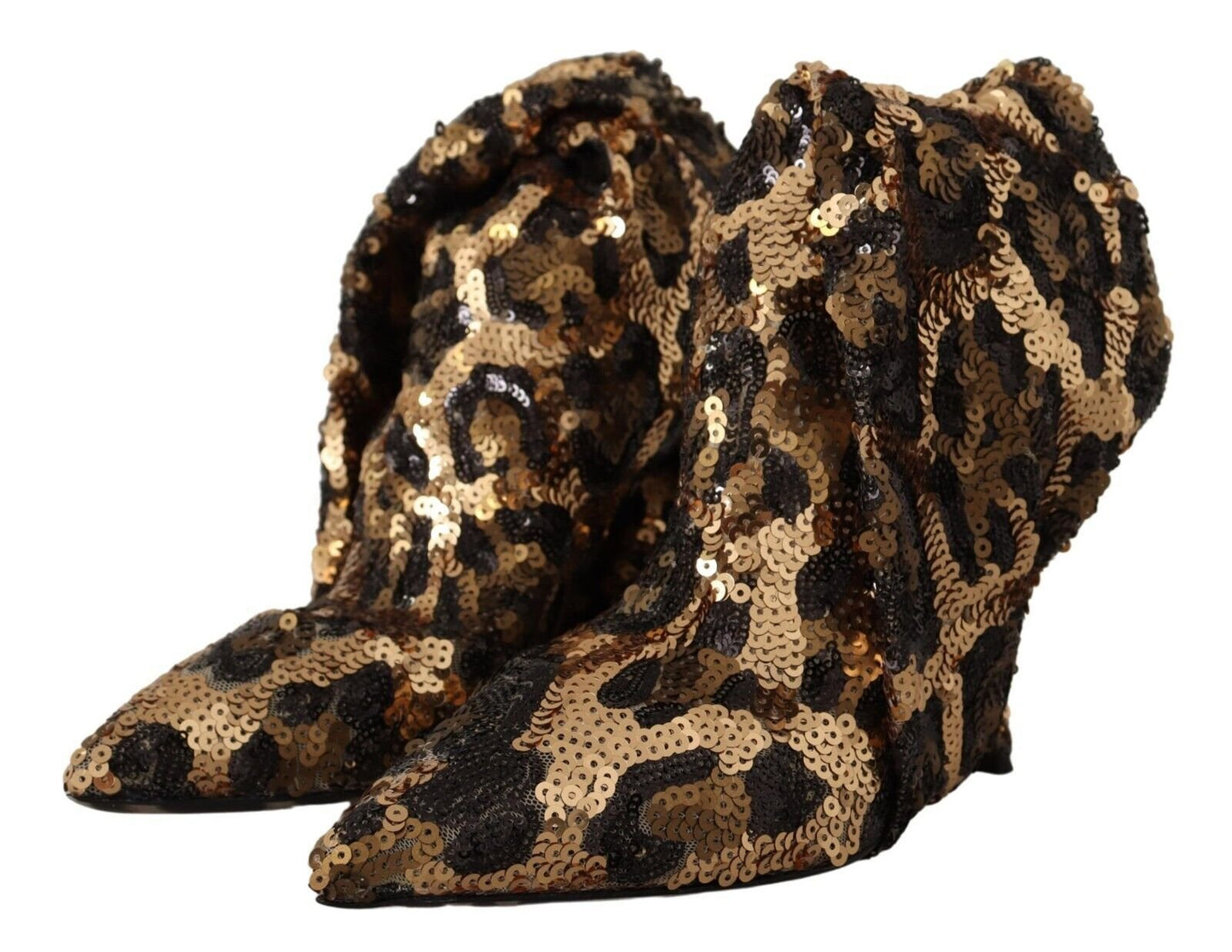 Dolce & Gabbana Elegant Leopard Sequin Knee - High Boots - Sandy Store ByNet