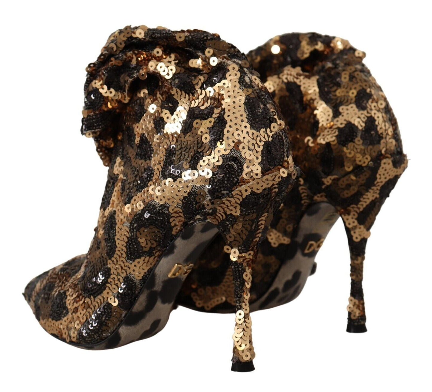Dolce & Gabbana Elegant Leopard Sequin Knee - High Boots - Sandy Store ByNet
