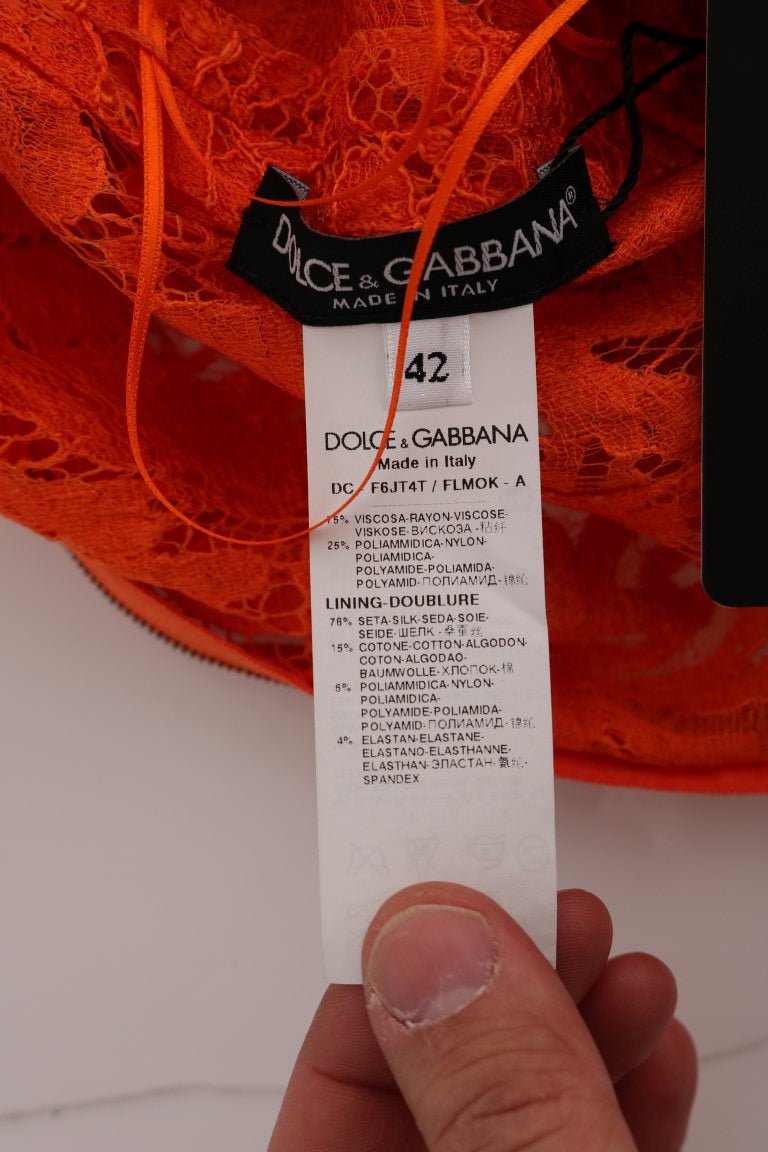 Dolce & Gabbana Elegant Long - Sleeve Full - Length Orange Sheath Dress - Sandy Store ByNet