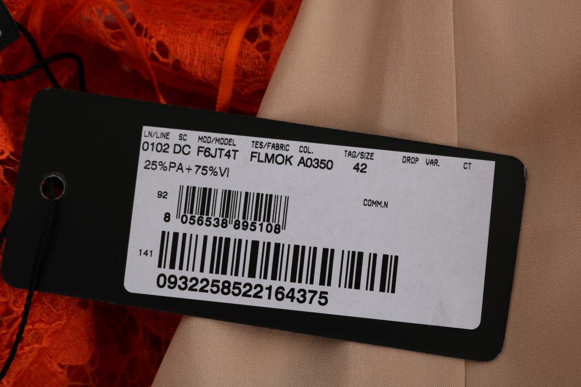 Dolce & Gabbana Elegant Long - Sleeve Full - Length Orange Sheath Dress - Sandy Store ByNet