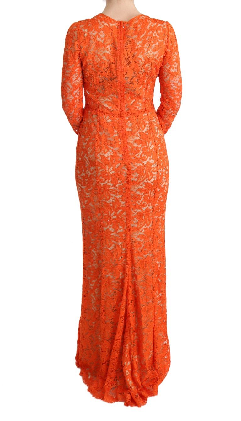 Dolce & Gabbana Elegant Long - Sleeve Full - Length Orange Sheath Dress - Sandy Store ByNet