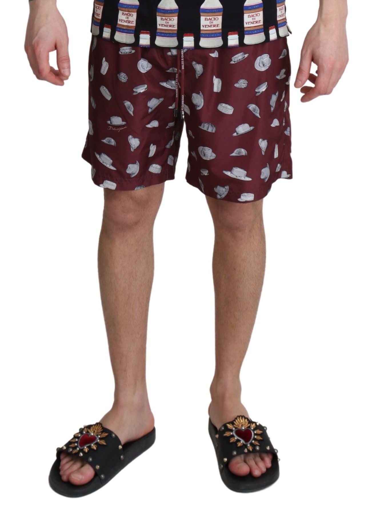 Dolce & Gabbana Elegant Maroon Beachwear Trunks - Sandy Store ByNet