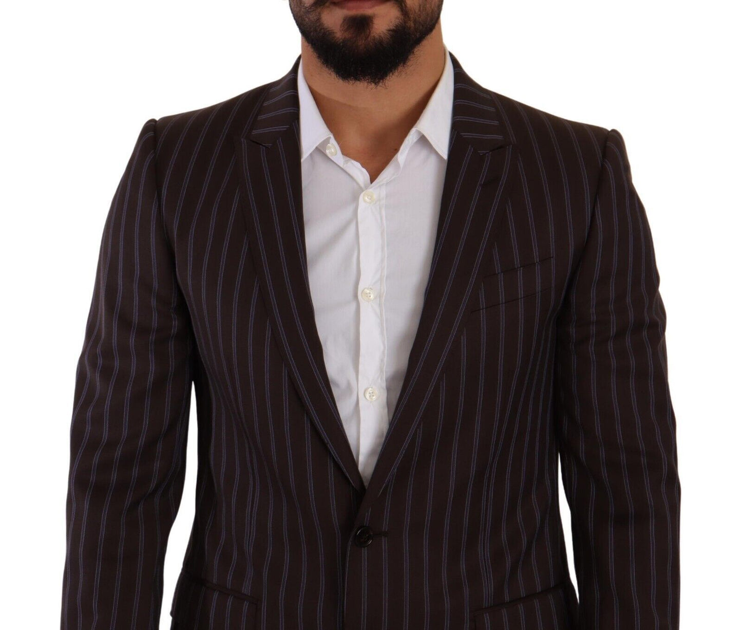 Dolce & Gabbana Elegant Maroon Striped Slim Fit Suit - Sandy Store ByNet
