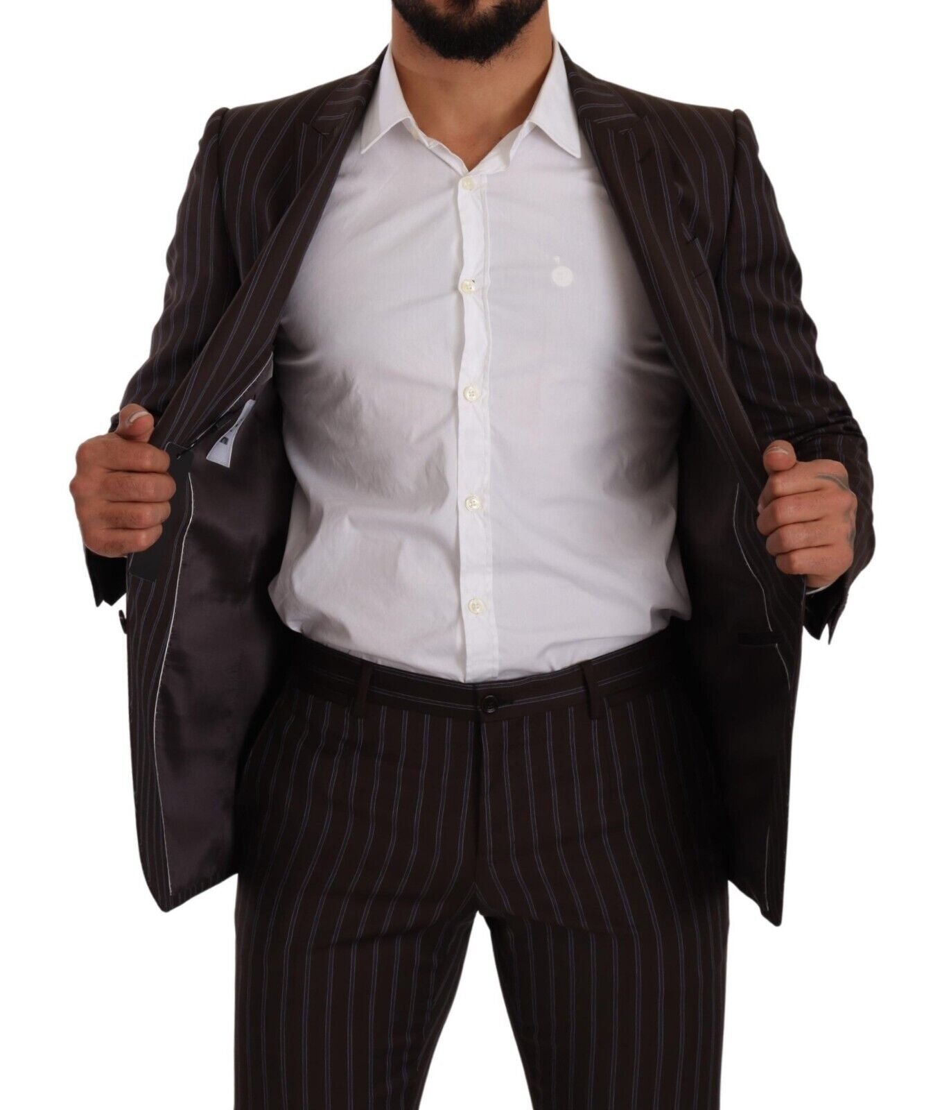 Dolce & Gabbana Elegant Maroon Striped Slim Fit Suit - Sandy Store ByNet