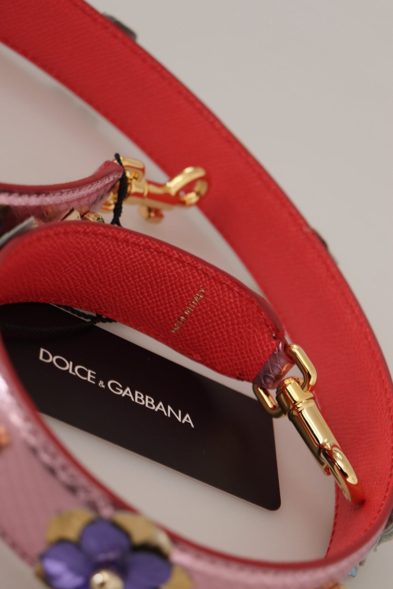 Dolce & Gabbana Elegant Metallic Pink Leather Shoulder Strap - Sandy Store ByNet