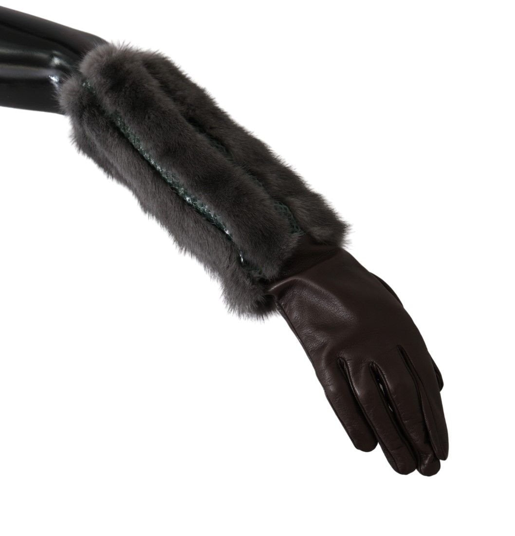 Dolce & Gabbana Elegant Mid - Arm Leather Gloves in Brown - Sandy Store ByNet