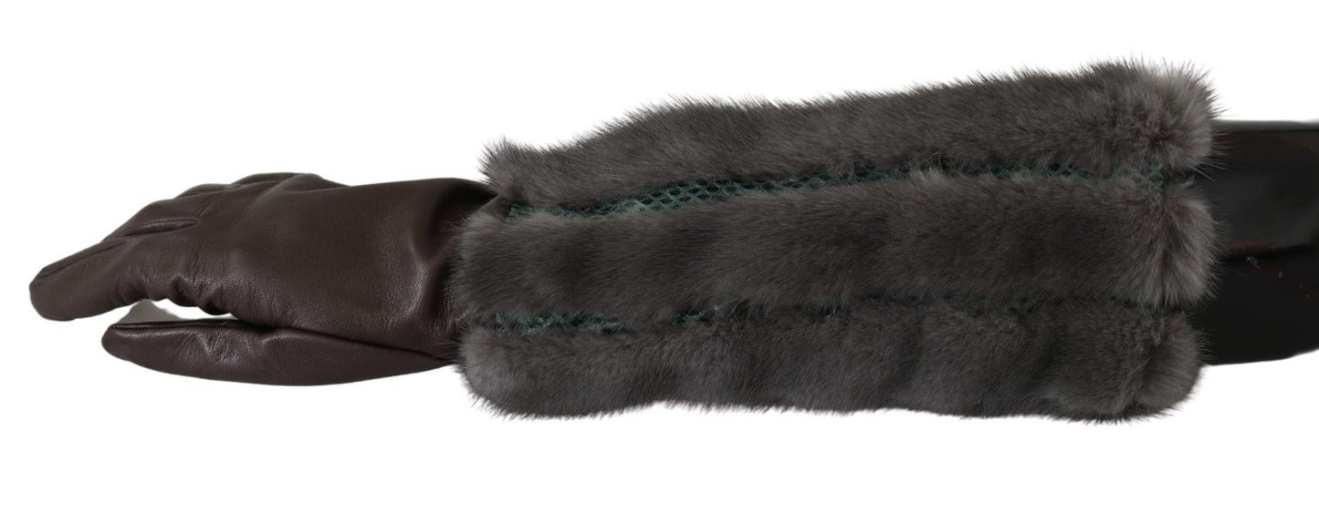 Dolce & Gabbana Elegant Mid - Arm Leather Gloves in Brown - Sandy Store ByNet