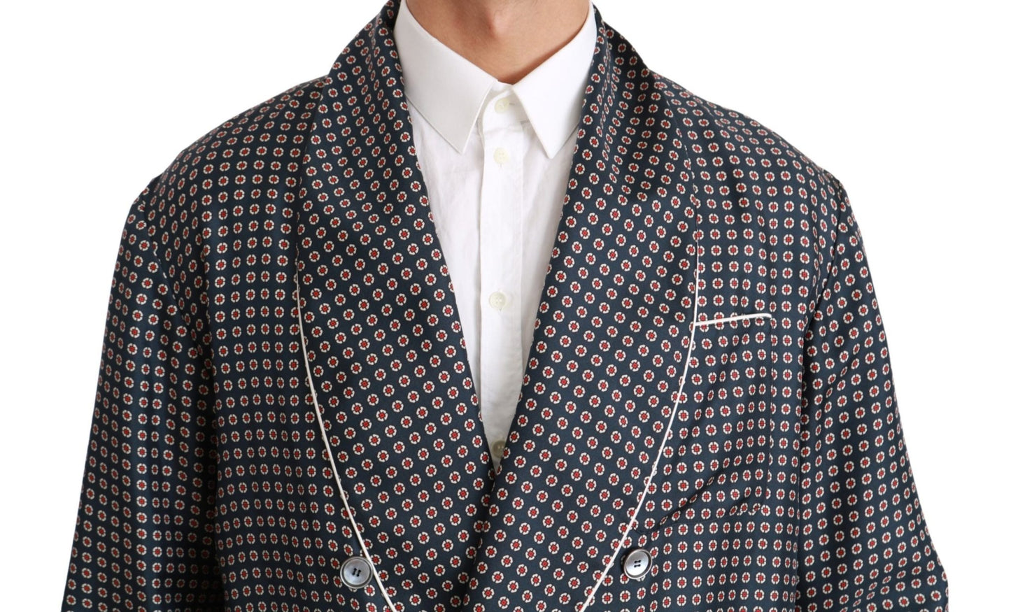 Dolce & Gabbana Elegant Navy Silk Double Breasted Coat - Sandy Store ByNet