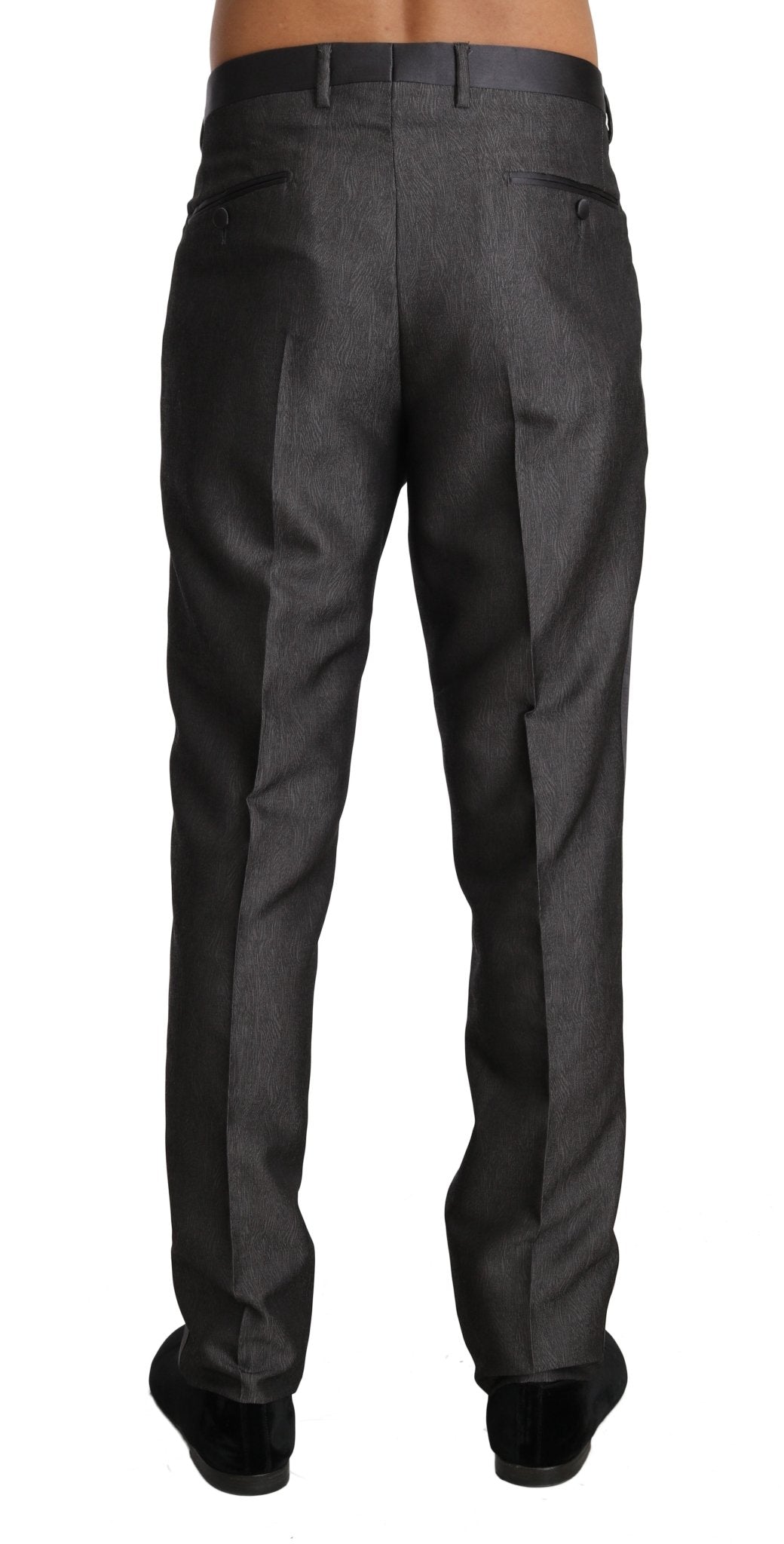 Dolce & Gabbana Elegant Patterned Gray Wool Blend Trousers - Sandy Store ByNet