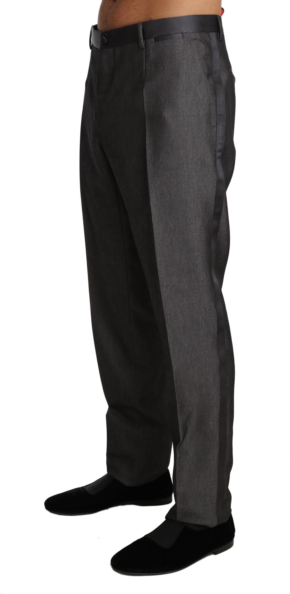 Dolce & Gabbana Elegant Patterned Gray Wool Blend Trousers - Sandy Store ByNet