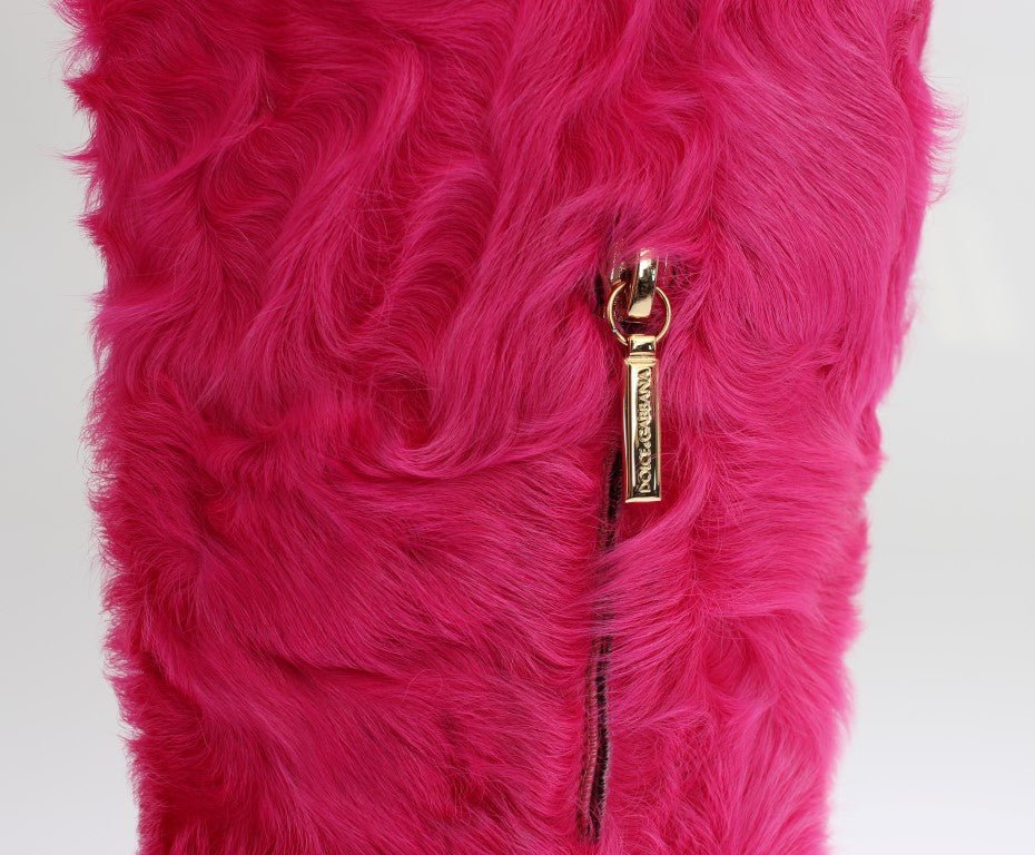 Dolce & Gabbana Elegant Pink Lambskin Fur Boots - Sandy Store ByNet