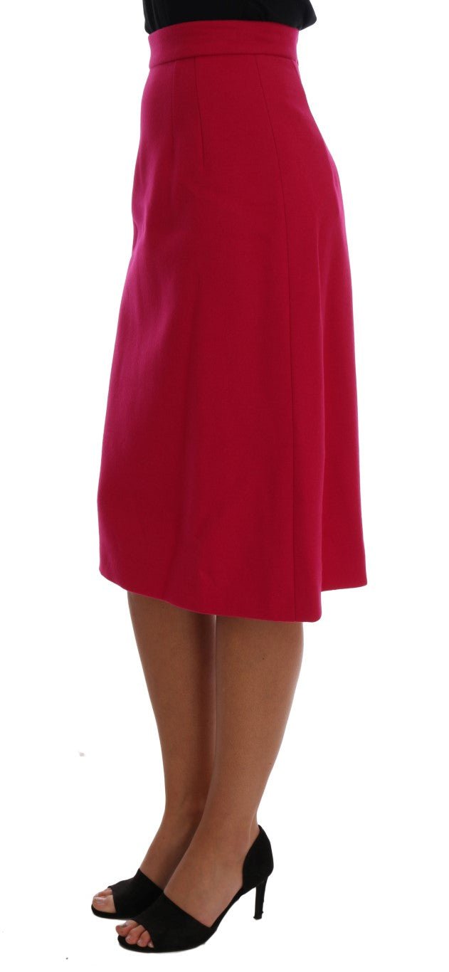 Dolce & Gabbana Elegant Pink Wool A - Line Knee - Length Skirt - Sandy Store ByNet