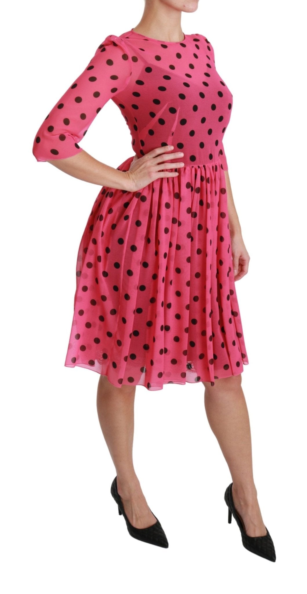 Dolce & Gabbana Elegant Polka Dot A - Line Knee Length Dress - Sandy Store ByNet