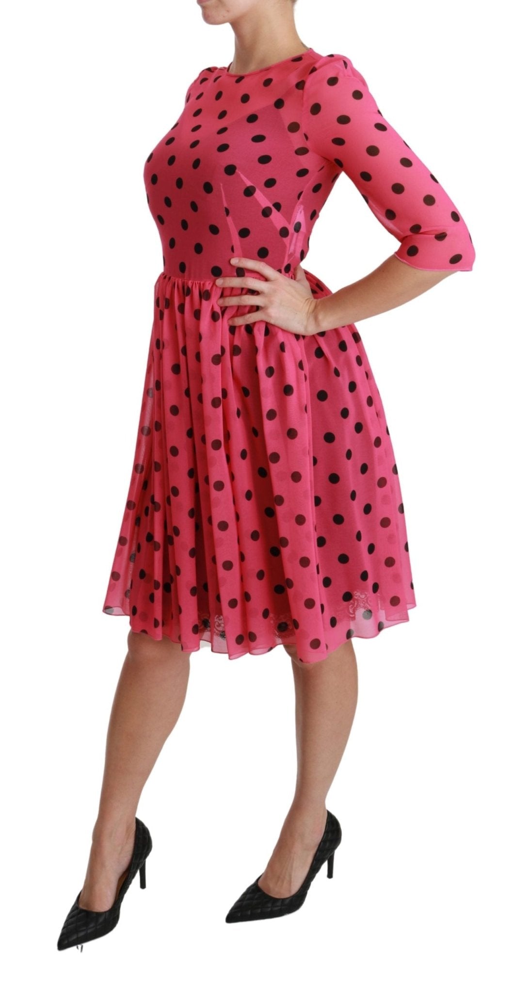 Dolce & Gabbana Elegant Polka Dot A - Line Knee Length Dress - Sandy Store ByNet