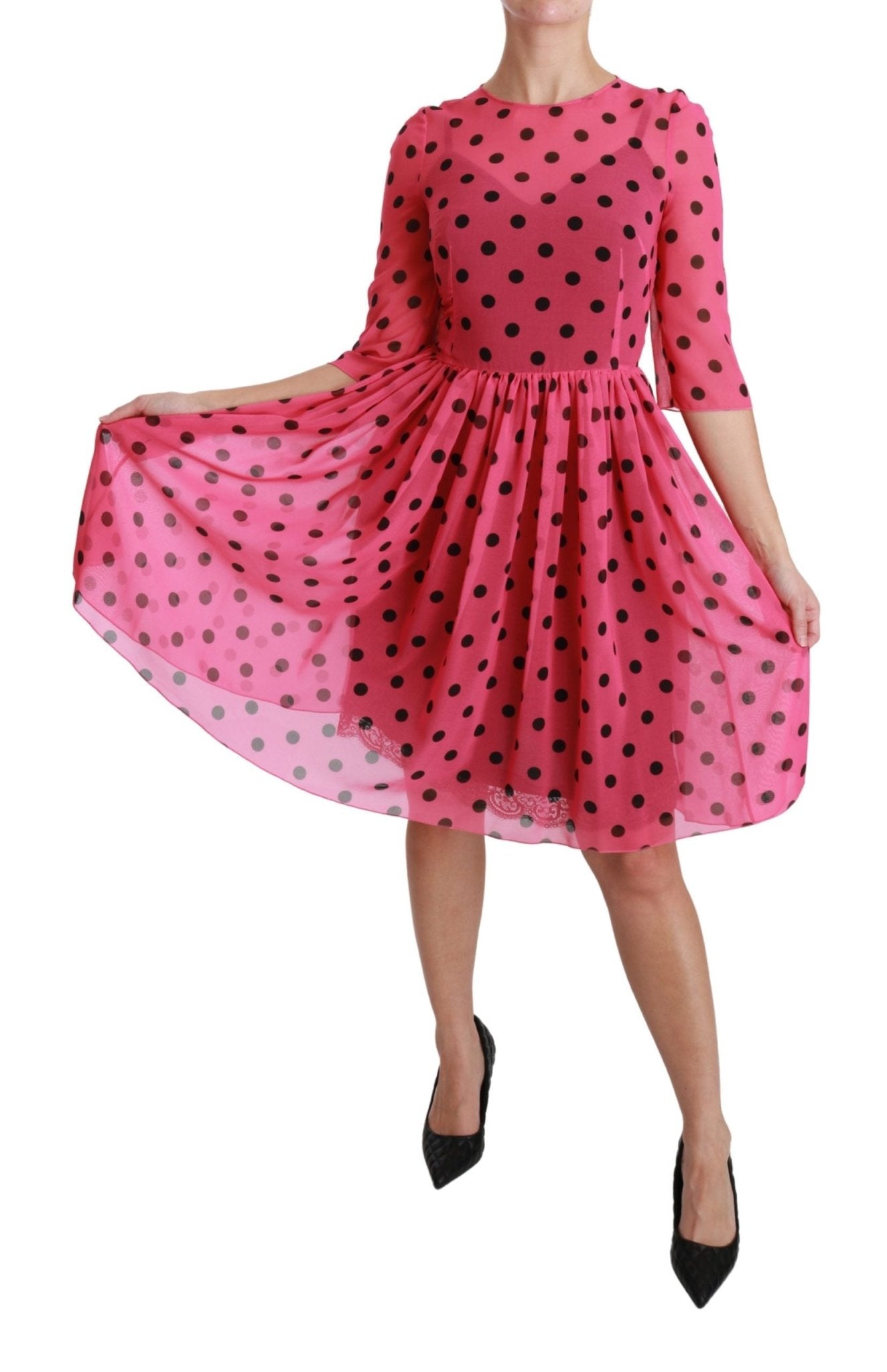 Dolce & Gabbana Elegant Polka Dot A - Line Knee Length Dress - Sandy Store ByNet