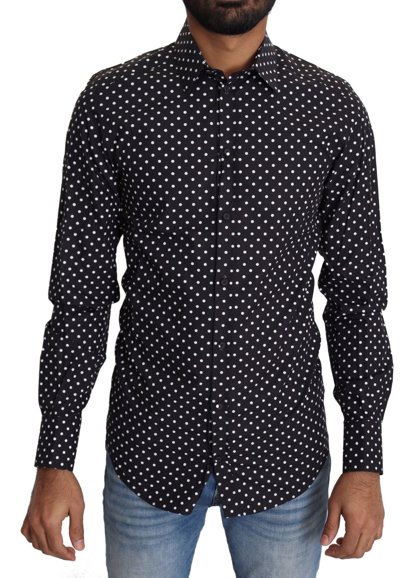 Dolce & Gabbana Elegant Polka Dot Men's Long Sleeve Shirt - Sandy Store ByNet