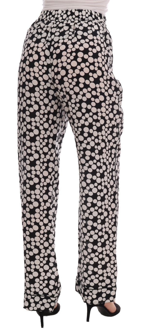 Dolce & Gabbana Elegant Polka Dot Silk High - Waist Pants - Sandy Store ByNet