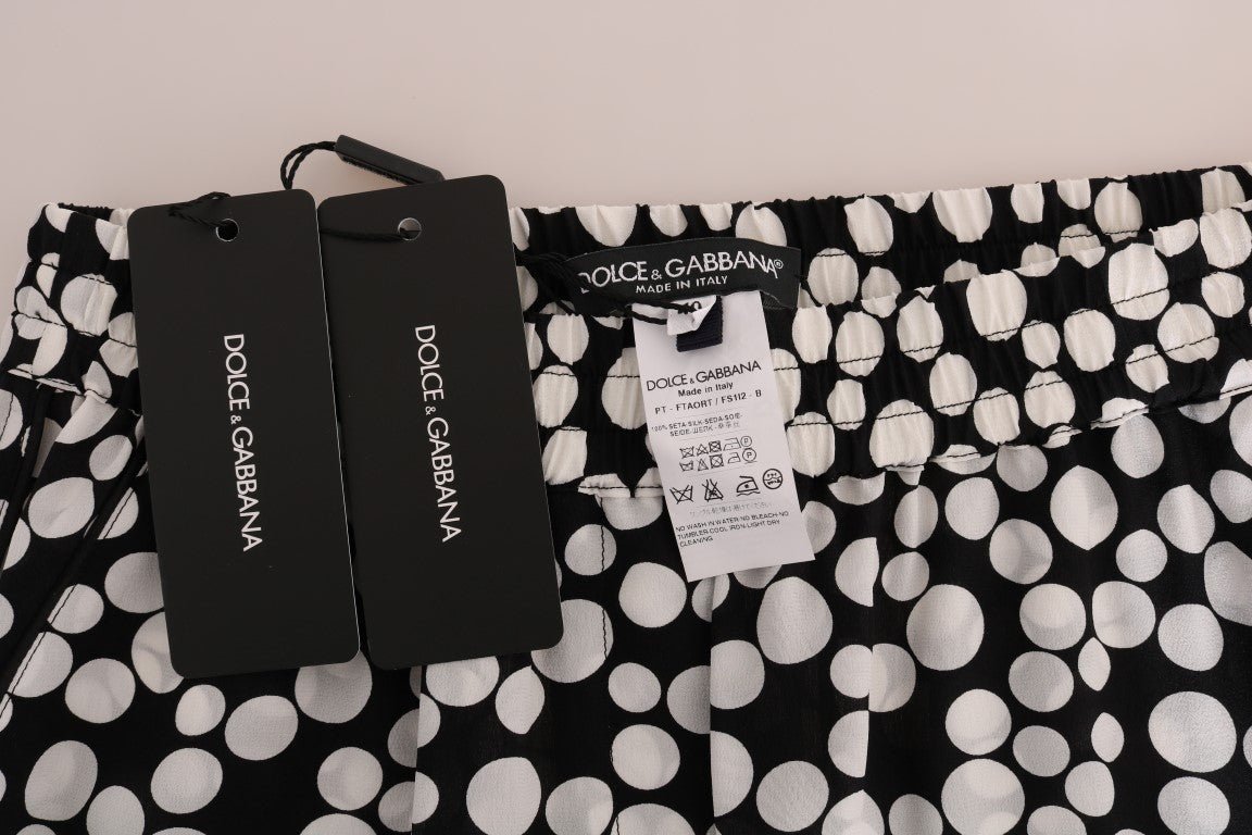Dolce & Gabbana Elegant Polka Dot Silk High - Waist Pants - Sandy Store ByNet