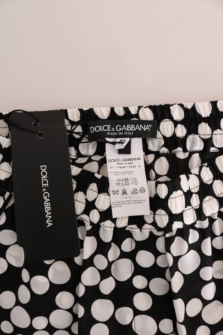 Dolce & Gabbana Elegant Polka Dot Silk High - Waist Pants - Sandy Store ByNet