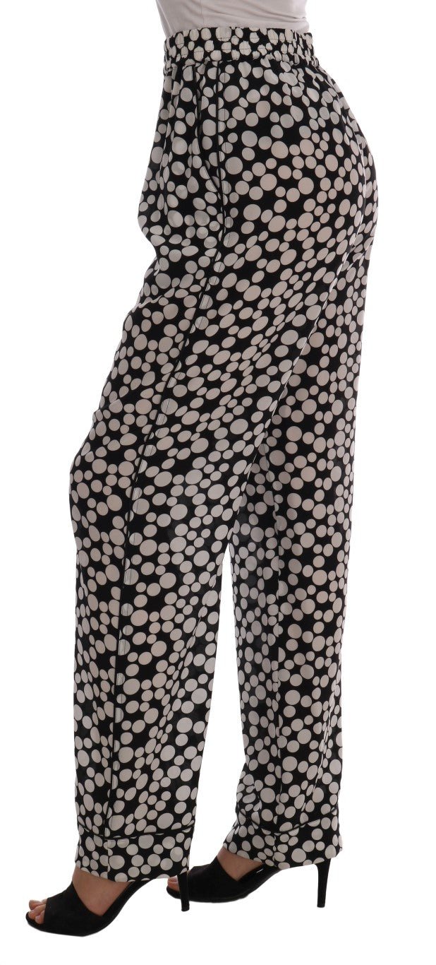 Dolce & Gabbana Elegant Polka Dot Silk High - Waist Pants - Sandy Store ByNet