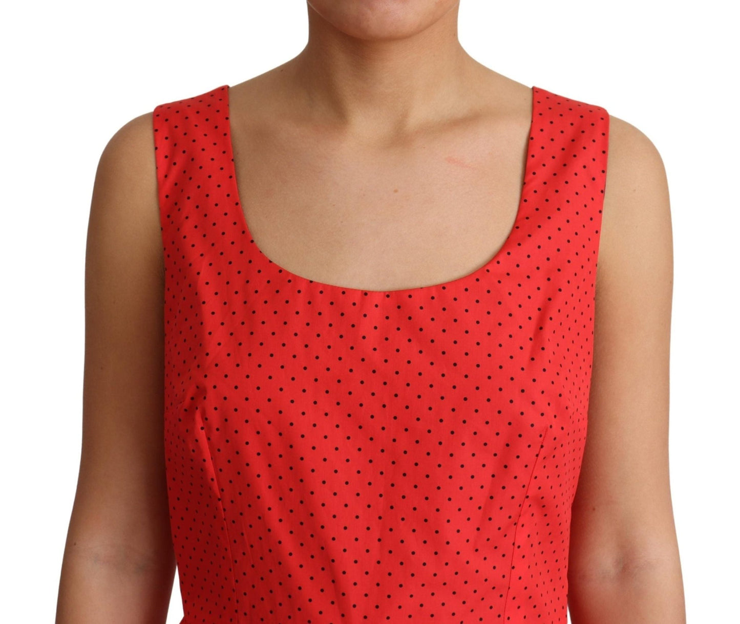 Dolce & Gabbana Elegant Polka Dotted A - Line Sleeveless Dress - Sandy Store ByNet