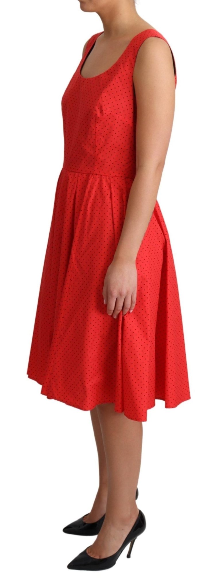 Dolce & Gabbana Elegant Polka Dotted A - Line Sleeveless Dress - Sandy Store ByNet