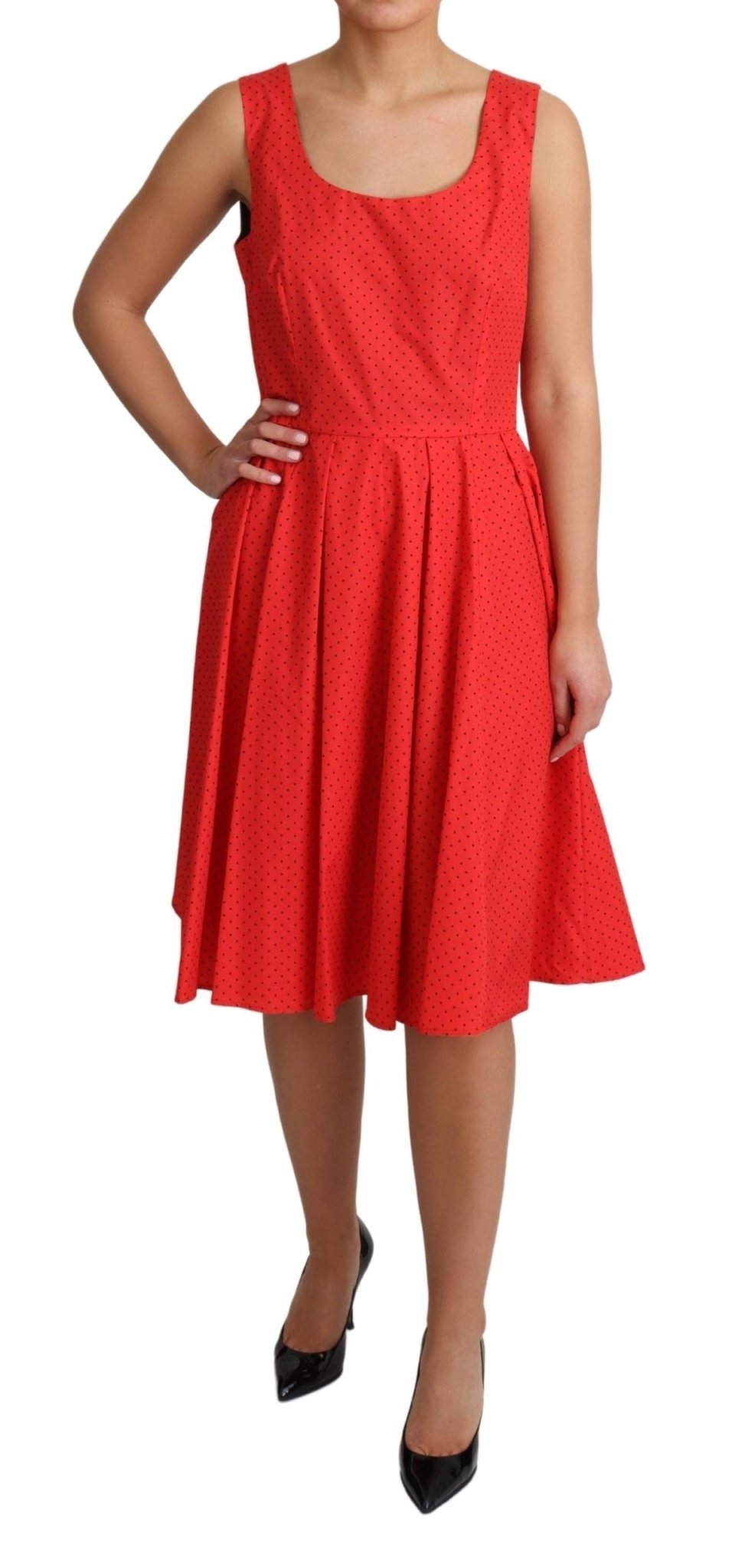 Dolce & Gabbana Elegant Polka Dotted A - Line Sleeveless Dress - Sandy Store ByNet