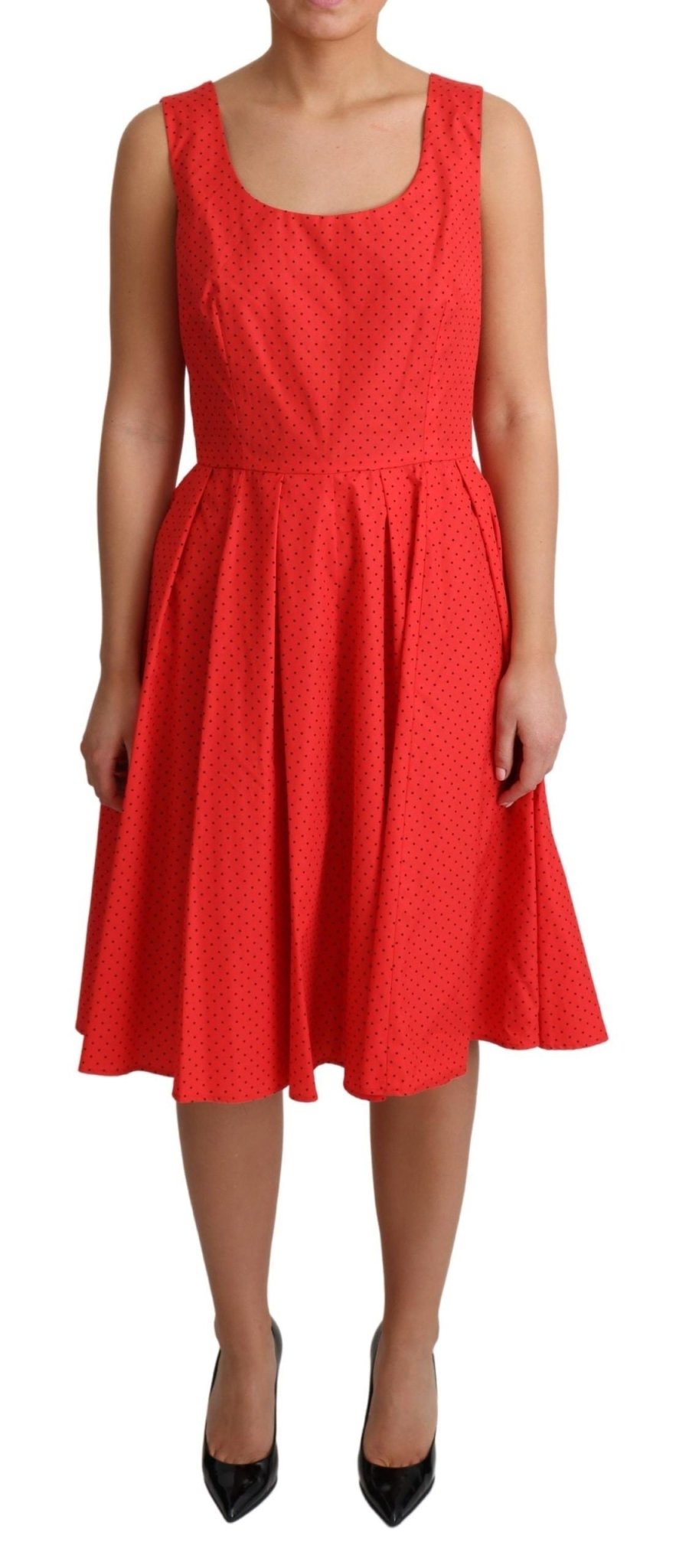 Dolce & Gabbana Elegant Polka Dotted A - Line Sleeveless Dress - Sandy Store ByNet