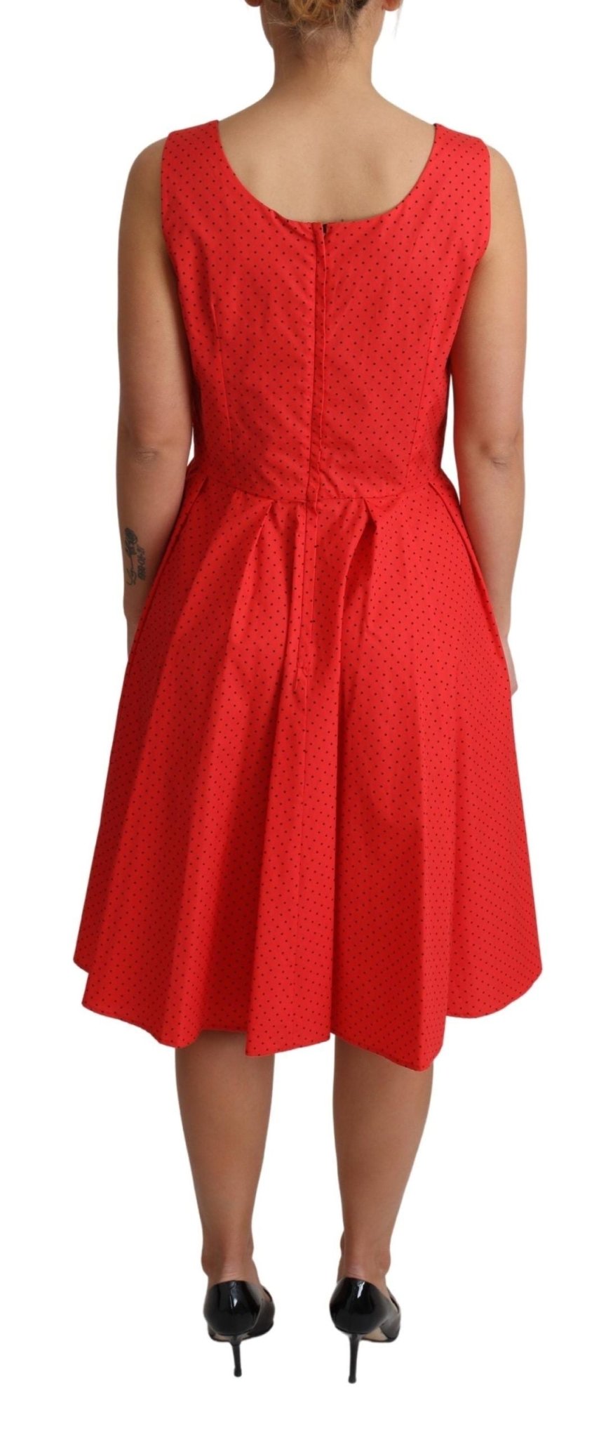 Dolce & Gabbana Elegant Polka Dotted A - Line Sleeveless Dress - Sandy Store ByNet
