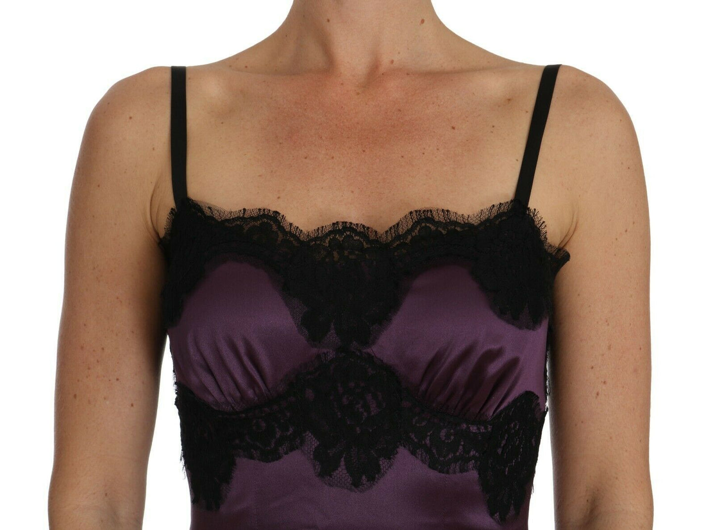 Dolce & Gabbana Elegant Purple Silk Lace Chemise Dress - Sandy Store ByNet